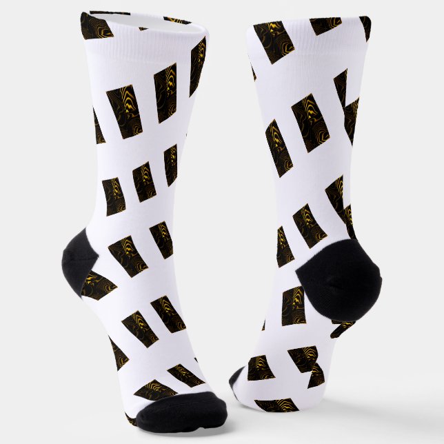 Black Yellow Gold Swirls Texture Socks (Angled)