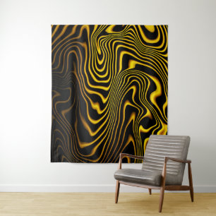 Black Yellow Gold Swirls Texture Tapestry