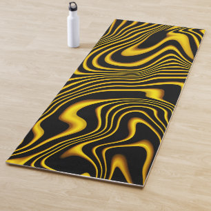 Black Yellow Gold Swirls Texture Yoga Mat