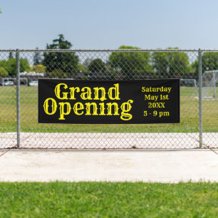 Black Yellow Grand Opening Banner