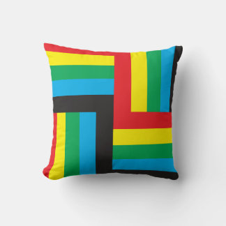 black yellow green red blue cushion