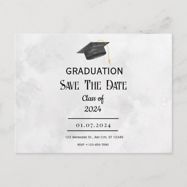 Black Yellow Grunge Graduation Postcard (Front)