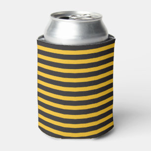 Black Yellow Horizontal Lines Geometric Bee Animal Can Cooler