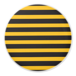 Black Yellow Horizontal Lines Geometric Bee Animal Ceramic Knob