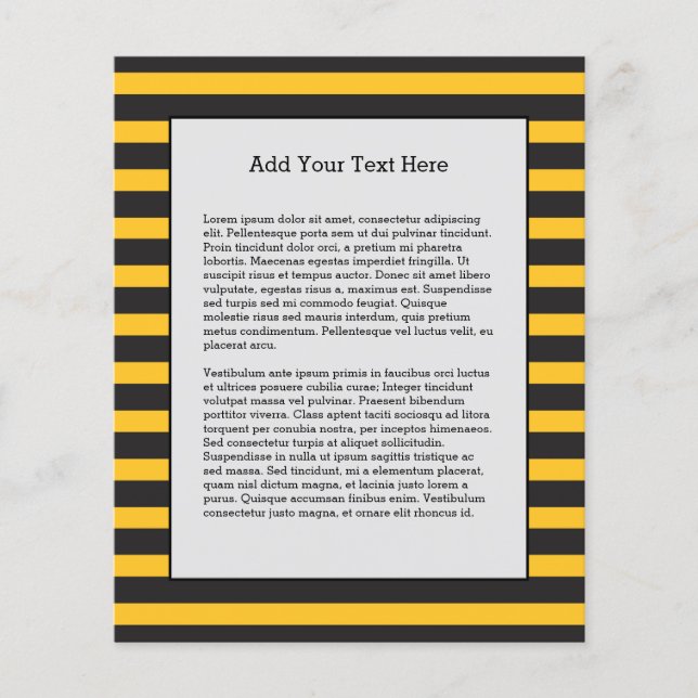 Black Yellow Horizontal Lines Geometric Bee Animal Flyer (Front)
