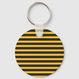 Black Yellow Horizontal Lines Geometric Bee Animal Key Ring