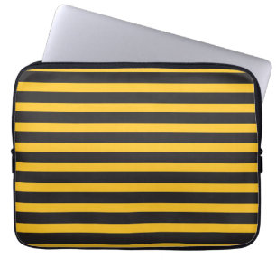 Black Yellow Horizontal Lines Geometric Bee Animal Laptop Sleeve