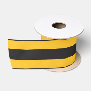 Black Yellow Horizontal Lines Geometric Bee Animal Satin Ribbon