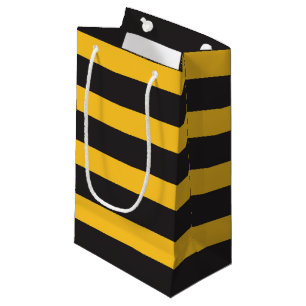 Black Yellow Horizontal Lines Geometric Bee Animal Small Gift Bag
