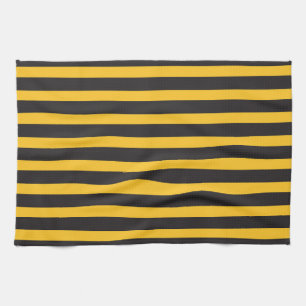 Black Yellow Horizontal Lines Geometric Bee Animal Tea Towel
