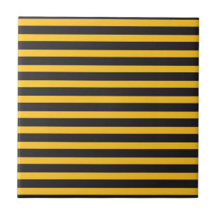 Black Yellow Horizontal Lines Geometric Bee Animal Tile