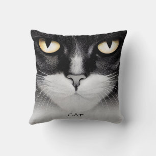 Black & Yellow Illustrated Cat Square Cushion