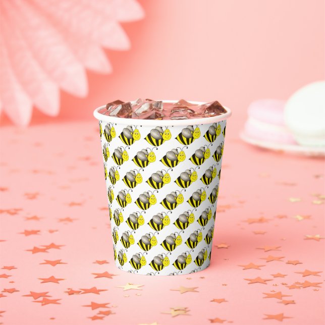 Black Yellow Insect Bumble Bee Bumblebee Honeybee Paper Cups (Insitu)