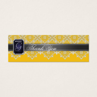 Black & Yellow Lace Jewelled Wedding Favour Tag