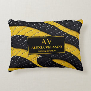 Black & Yellow Luxury Modern Animal skin Decorative Cushion