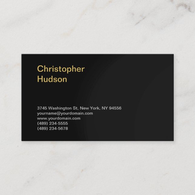 Black Yellow Modern Consultant Business Card (Front)