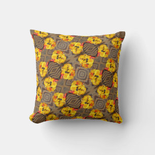 Black, yellow orange fall leaves solid back cushion