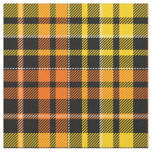Black Yellow Orange Plaid Tartan Design Fabric