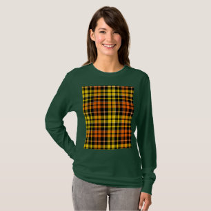 Black Yellow Orange Plaid Tartan Design  T-Shirt