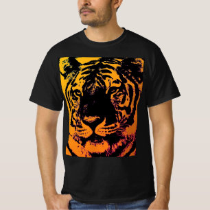 Black Yellow Orange Pop Art Tiger T-Shirt