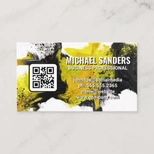 Black Yellow Paint   QR Code  Business Card
