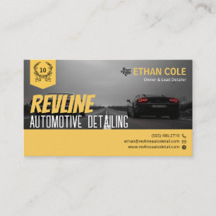 Black Yellow Photo Auto Detailing Business Card