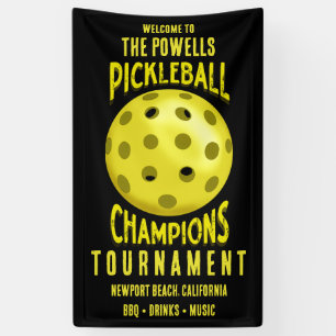 Black Yellow Pickleball Tournament Banner