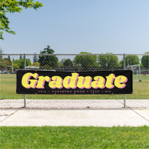 Black Yellow Pink Gold Editable Graduation Sign