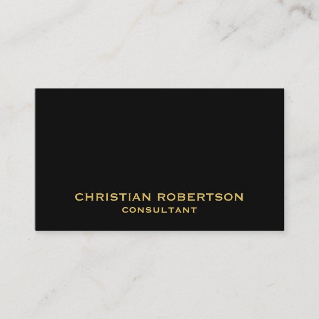 Black Yellow Plain Modern Consultant Business Card (Front)