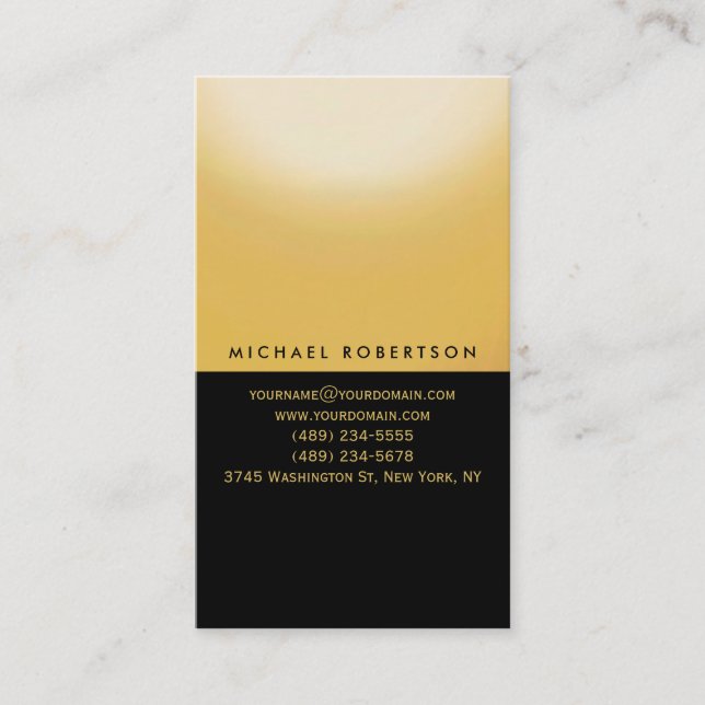 Black Yellow Plain Simple Consultant Business Card (Front)