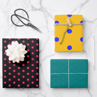 Black Yellow Polka Dot Wrapping Paper