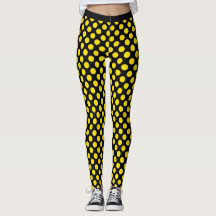 Black Yellow Polka Dots Leggings