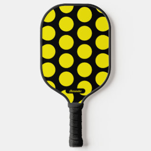 Black/Yellow Polka Dots Pickleball Paddle