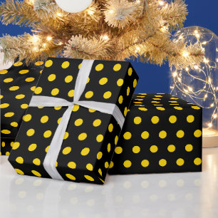 Black Yellow Polka Dots Simple Minimal Wrapping Paper