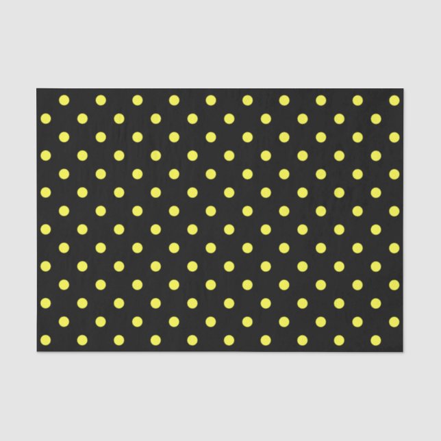 Black & Yellow Polka Dots Tissue Paper (Front)