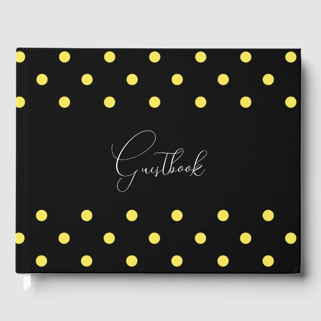 Black & Yellow Polkadots Wedding Guest Book (Front)