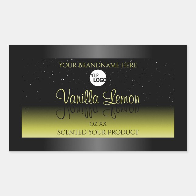 Black Yellow Product Packaging Labels Glitter Logo (Front)