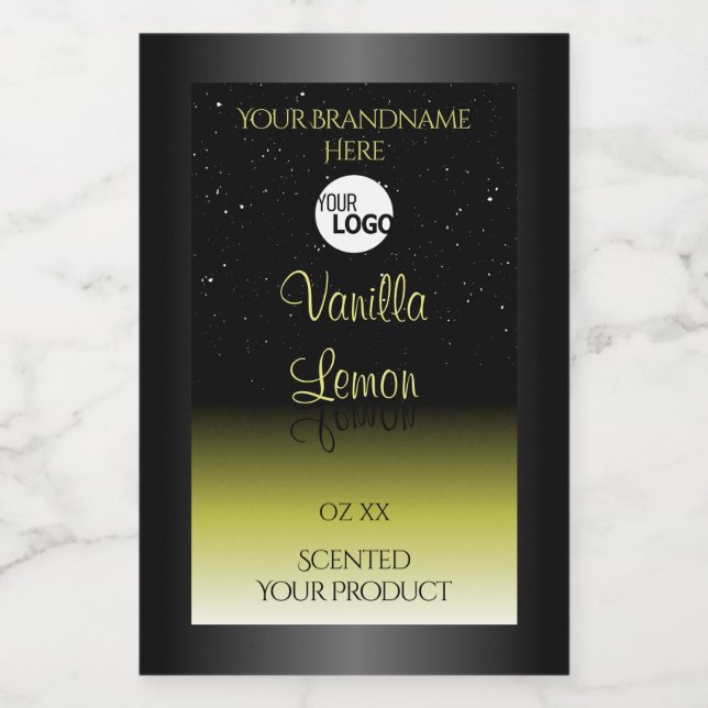 Black Yellow Product Packaging Labels Glitter Logo (Single Label)