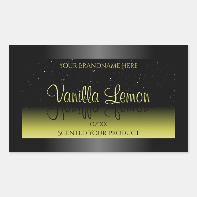 Black Yellow Product Packaging Labels Soft Glitter (Front)