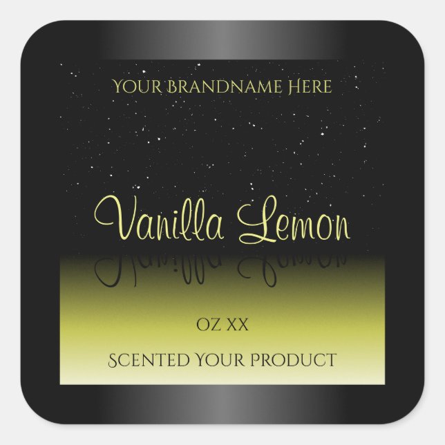 Black Yellow Product Packaging Labels Soft Glitter (Front)