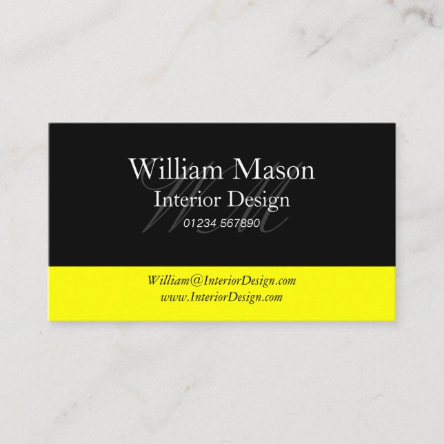 Black & Yellow Professional Business Card (Front)