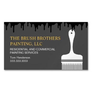 Black Yellow Professional House Painter Magnetic Business Card