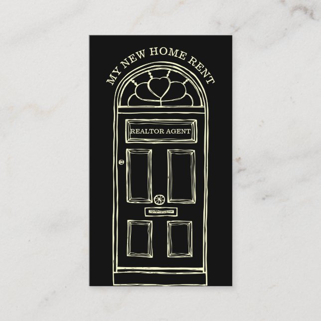 Black Yellow Real Estate Agent Broker New Home Business Card (Front)
