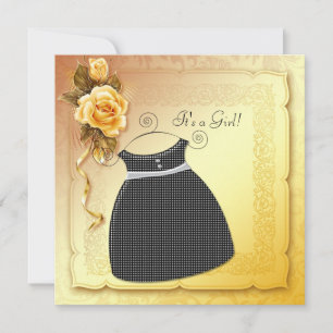 Black Yellow Rose Baby Shower Invitations
