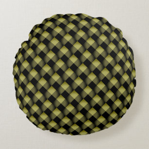 Black Yellow Round Pillow