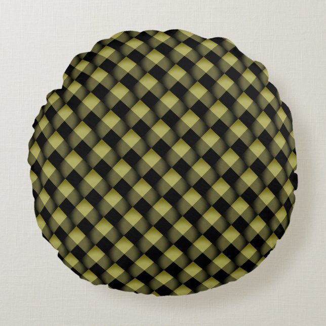 Black Yellow Round Pillow (Front)