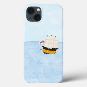 Black & Yellow Sailing Ship on the Open Sea iPhone 13 Case
