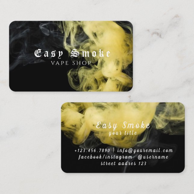 Black Yellow Smoke Vape Shop Business Card (Front/Back)