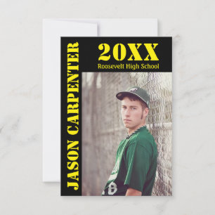 Black/Yellow Stencil Letters -3x5Grad Announcement