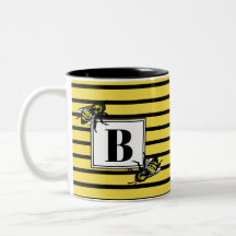 Black & Yellow Stripe Honey Bee | Monogram